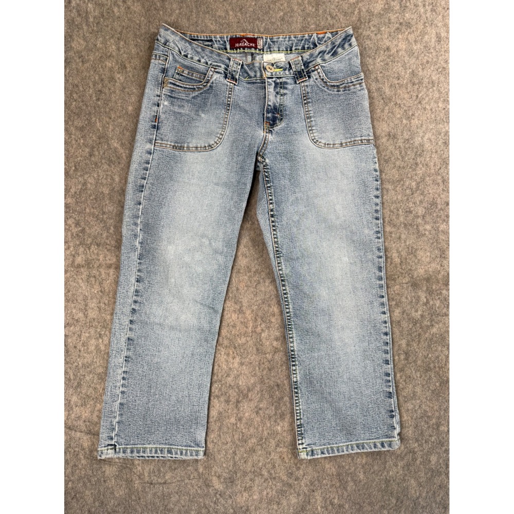 Jordache Womens Y2K Low Rise Stretch Straight Leg‎ Cropped Jeans Light Wash 7/8